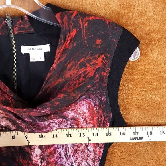 HELMUT LANG Womens Dress Size 0 Black Red Sheath Color Block MIDNIGHT FLORAL - Picture 6 of 9